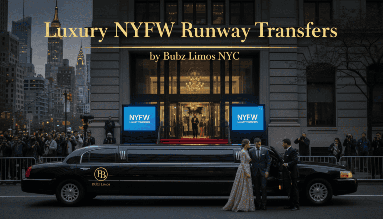 Black limousine at NYFW red carpet in NYC