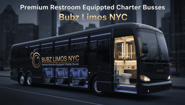 Luxury charter bus with onboard restroom in NYC