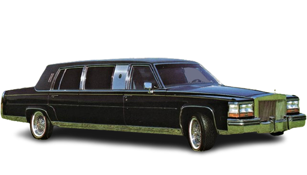 Black vintage stretch limousine isolated on white background