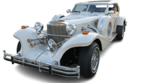 White vintage luxury car with classic 1930s design