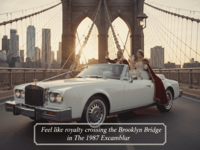 Feel like royalty crossing the Brooklyn Bridge in The 1987 Excalibur
