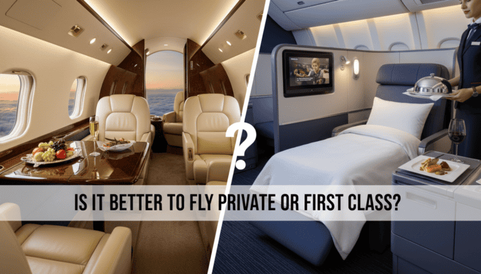 Private jet cabin vs first-class airplane suite interior