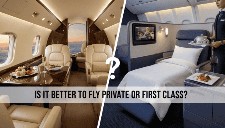 Private jet cabin vs first-class airplane suite interior