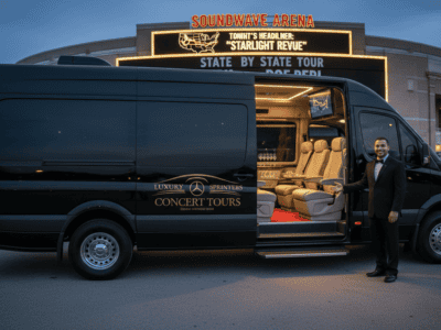 Professionalism meets comfort in luxury shuttle sprinters available for concert tours state by state