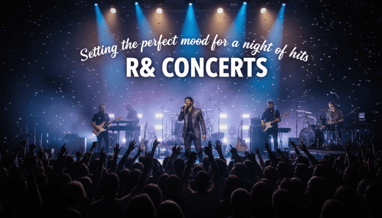 Live band performing at R& Concerts stage