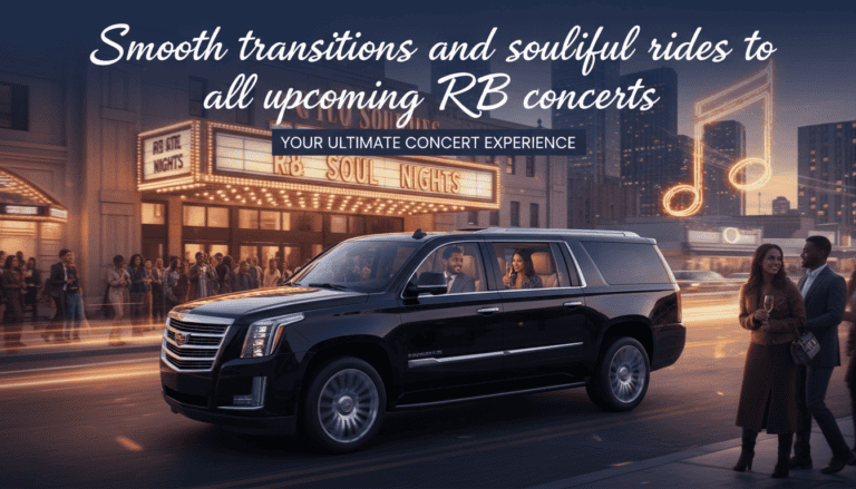 Luxury SUV outside R&B concert venue at night