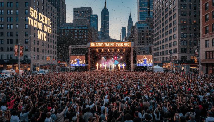 Massive outdoor 50 Cent concert in New York City