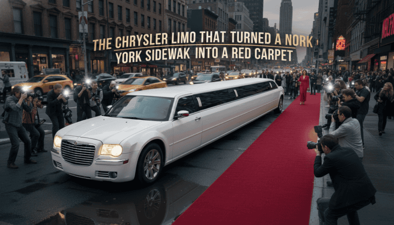 White Chrysler limo on red carpet in NYC