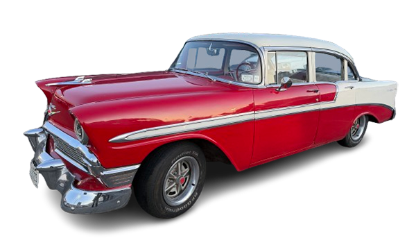 Red and white 1950s classic Chevrolet car