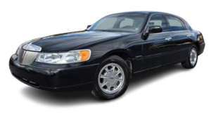 Black stretch limousine sedan isolated on white background