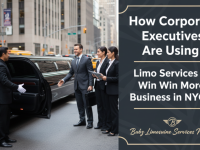 Corporate executives entering limousine in New York City