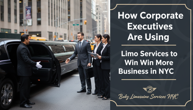 Corporate executives entering limousine in New York City