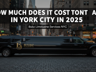 Black stretch limousine on New York City street