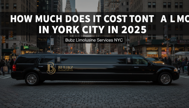 Black stretch limousine on New York City street