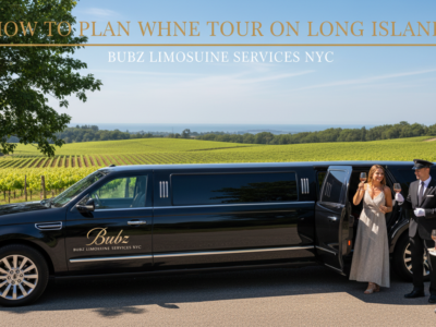 Black limousine at Long Island vineyard wine tour