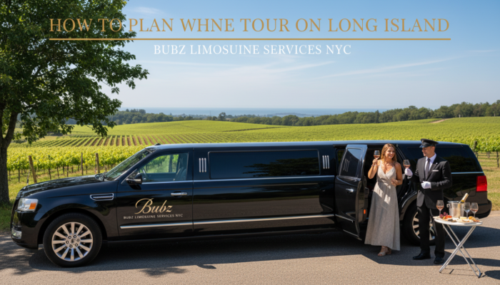 Black limousine at Long Island vineyard wine tour