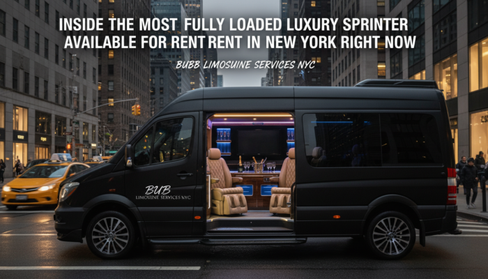 Luxury Sprinter van with plush interior in NYC