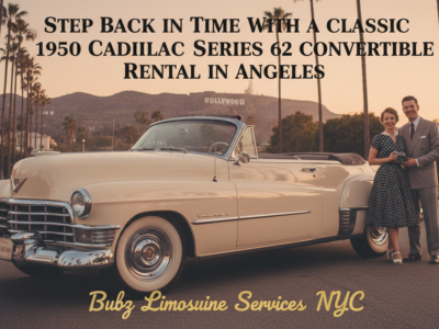 1950 Cadillac convertible with couple in Los Angeles