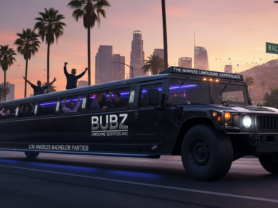 Black Hummer limousine bachelor party in Los Angeles