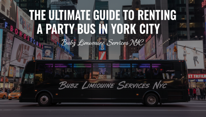 Party bus in Times Square, New York City
