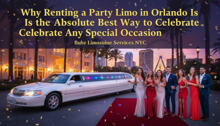 Friends celebrating by white stretch limo on red carpet