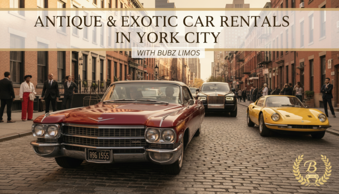 Antique and exotic car rentals in York City.