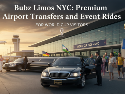 Luxury limousines at NYC airport for 2026 World Cup visitors.
