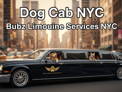 Dogs in limousine for Dog Cab NYC, Bubz Limousine Services.