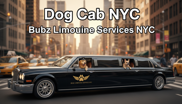 Dogs in limousine for Dog Cab NYC, Bubz Limousine Services.
