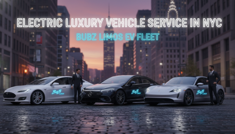 Bubz Limos electric luxury car service fleet with chauffeurs in NYC.