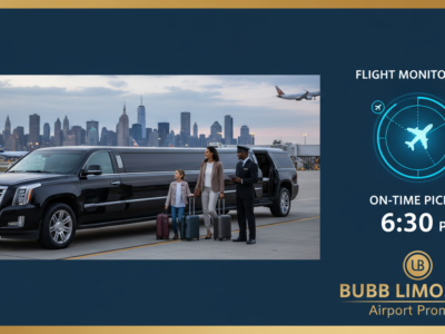 Chauffeur, family, luxury limo, NYC airport transfer service.
