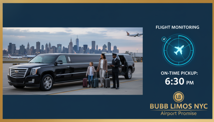 Chauffeur, family, luxury limo, NYC airport transfer service.