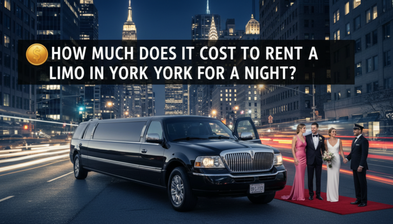 Black limo, couple, chauffeur on red carpet, New York City.