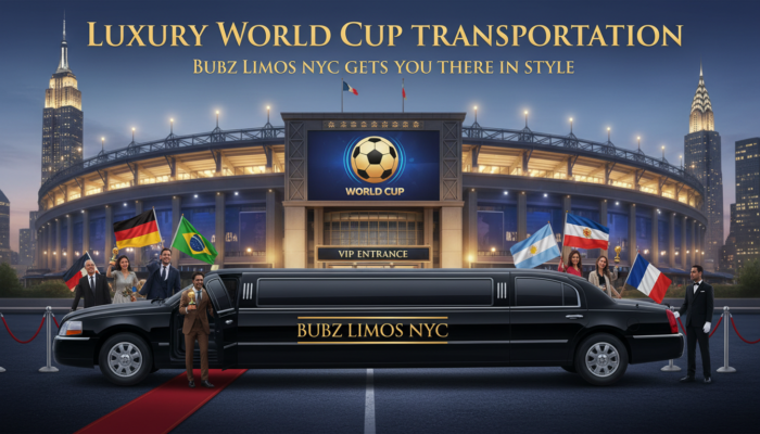 Bubz Limos NYC stretch limousine at a World Cup event.