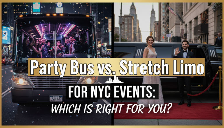 Party bus vs. limo for events in NYC.