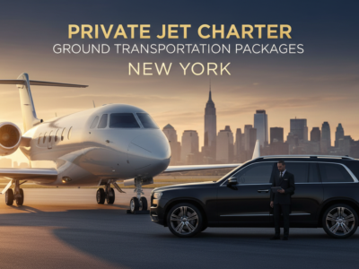 Private jet charter with luxury ground transportation in New York.