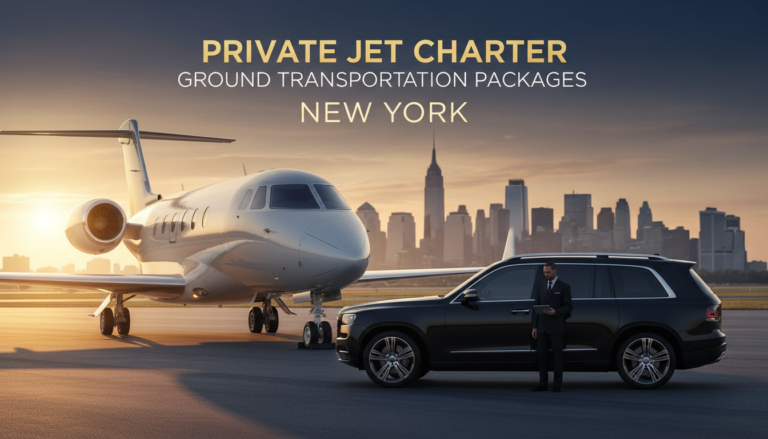 Private jet charter with luxury ground transportation in New York.