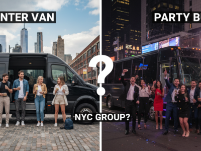 Sprinter van versus party bus for NYC group travel.