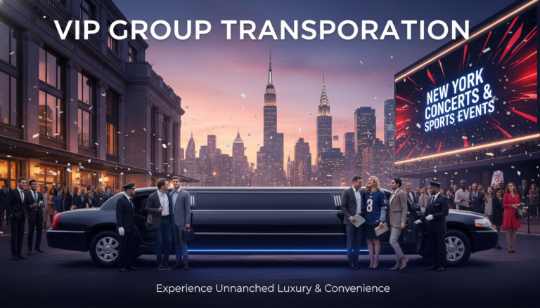 Luxury VIP group transportation limousine in New York City.