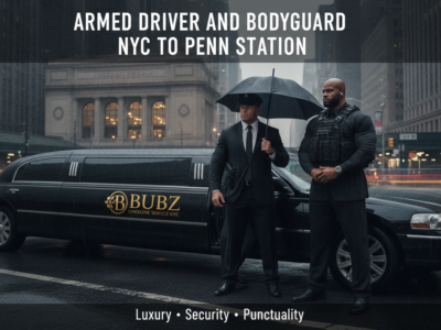 Armed driver and bodyguard with Bubz Limousine NYC stretch limo