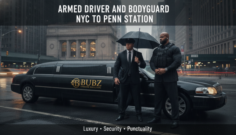 Armed driver and bodyguard with Bubz Limousine NYC stretch limo