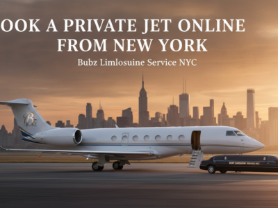 Private jet and limousine service on NYC airport tarmac
