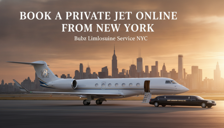 Private jet and limousine service on NYC airport tarmac
