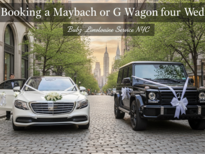 White Maybach and black G Wagon wedding cars in NYC