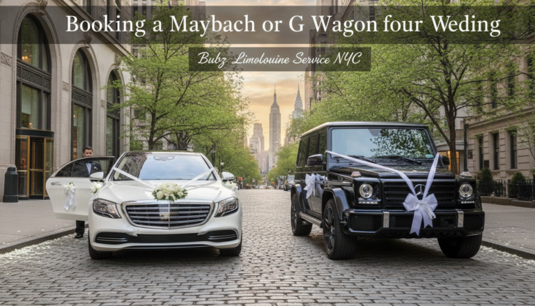 White Maybach and black G Wagon wedding cars in NYC