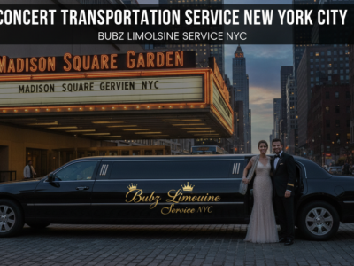 Couple beside Bubz Limousine outside Madison Square Garden NYC