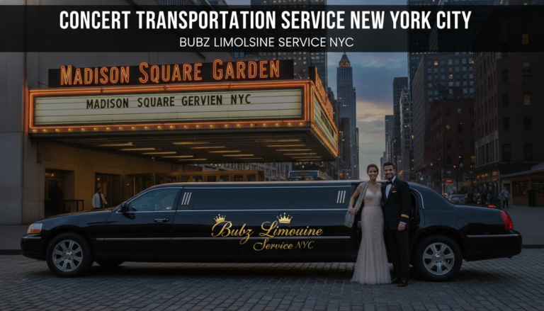 Couple beside Bubz Limousine outside Madison Square Garden NYC