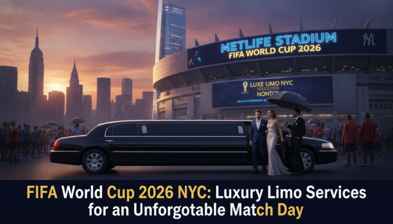 Luxury limousine at MetLife Stadium for FIFA World Cup 2026.