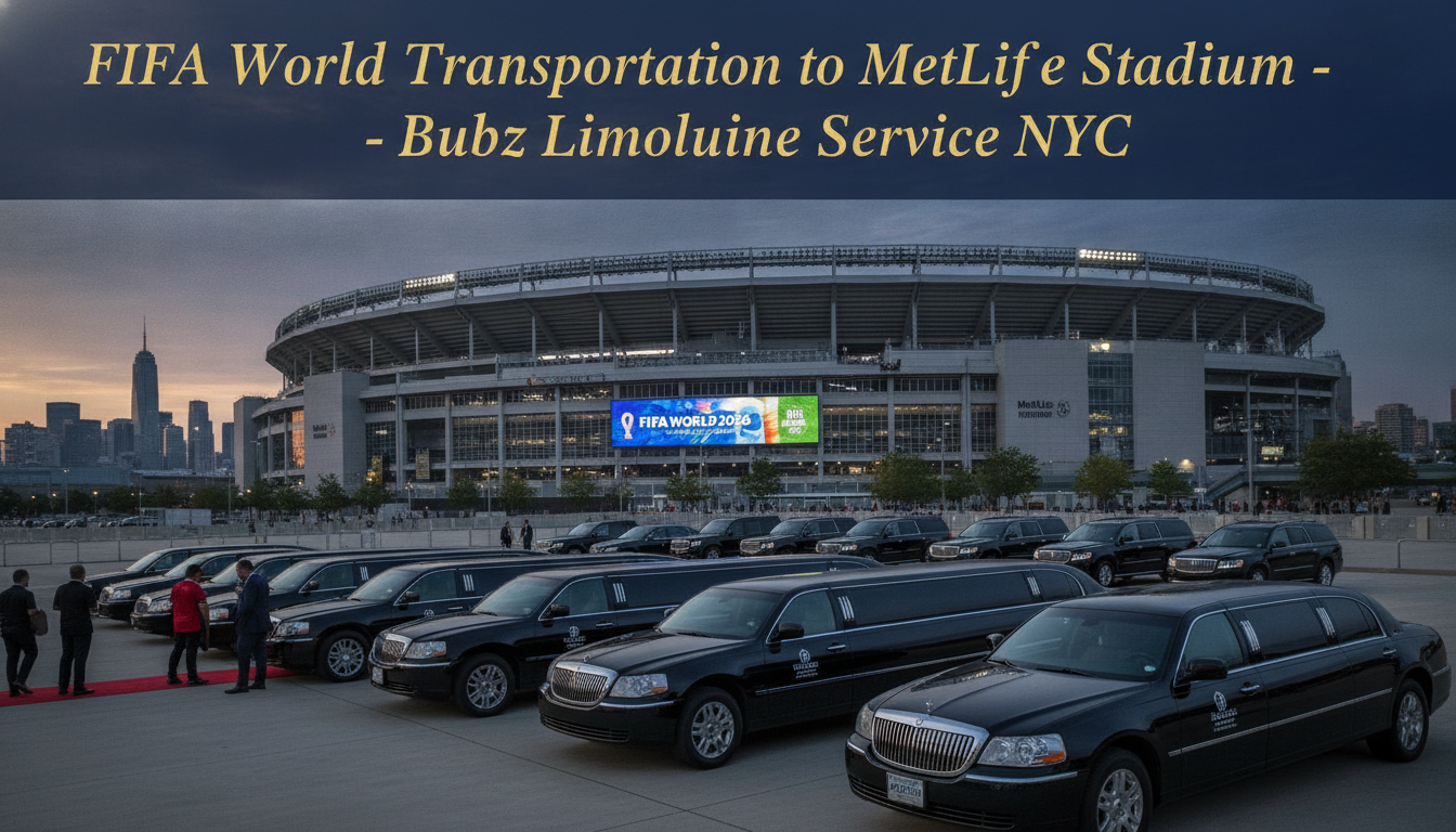 Luxury limousines parked outside MetLife Stadium for FIFA World Cup