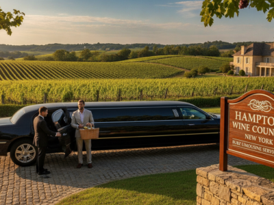 Luxury limo service at Hamptons Wine Country New York vineyard